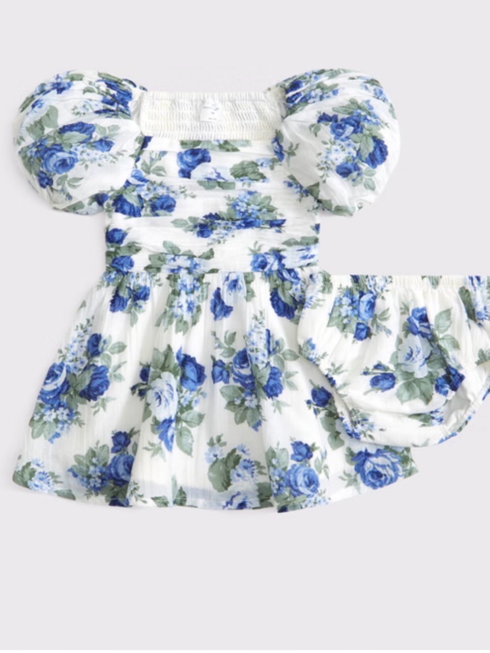 Abercrombie & Fitch White Dress with Blue and Green Floral Print